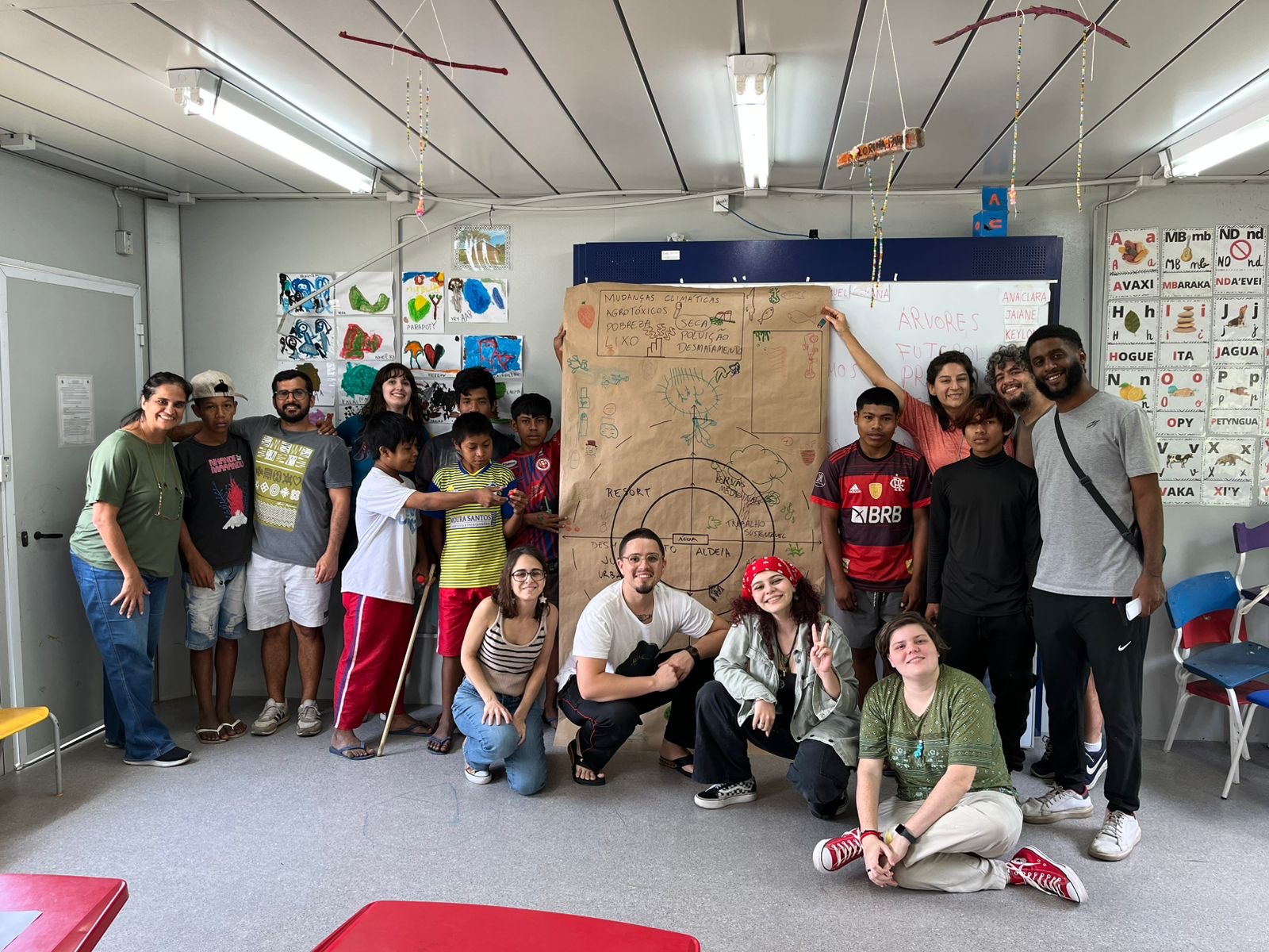 Terranias e alunos da PUC-Rio na Aldeia Mata Verde Bonita — Maricá, RJ